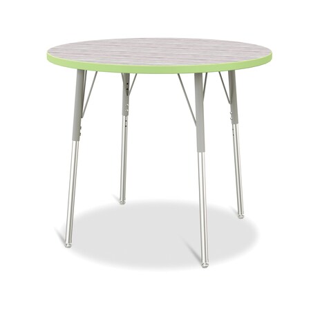 Jonti-Craft Berries Round Activity Table, 36 in. Diameter, A-height, Driftwood Gray/Key Lime/Gray 6488JCA451